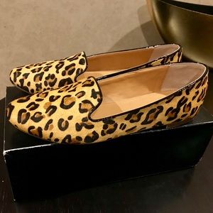 JCrew Leopard Calf Hair Cora Loafers